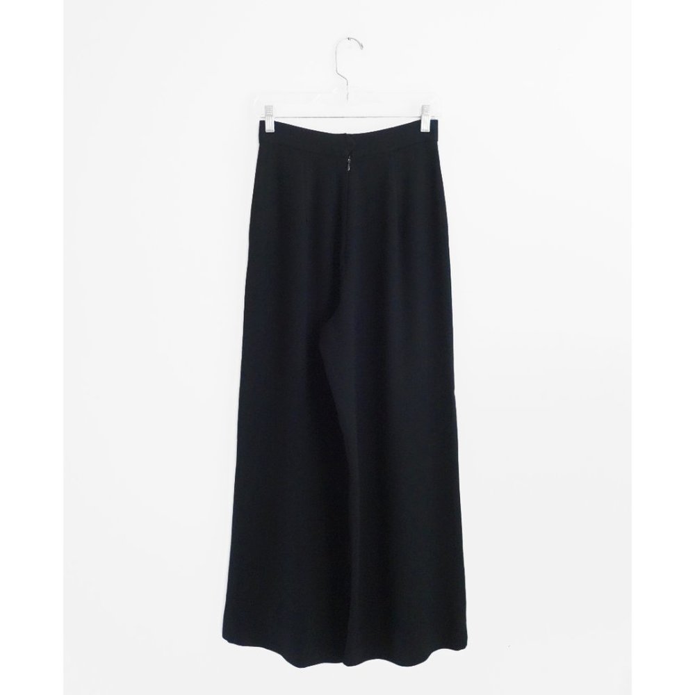 Vintage 80s 90s Minimalist Zelda Black Crepe Wide Leg Pants size 4 - Picture 2 of 3